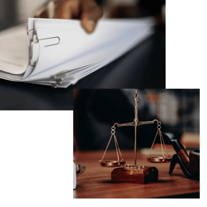 Documentos y balanza de la justicia